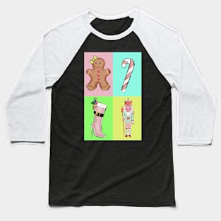 Pastel Pop Art Christmas Baseball T-Shirt